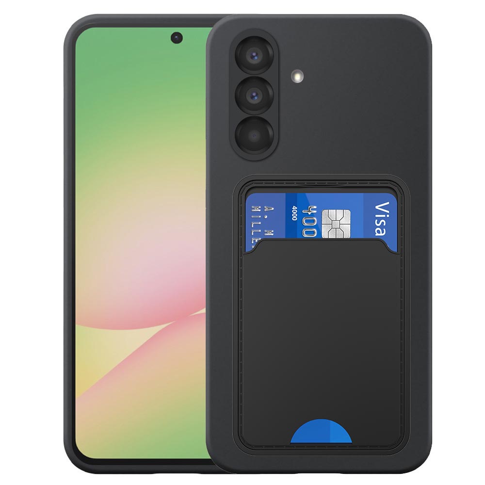 Samsung Galaxy A56 telefoonhoesje siliconen zwart_met pasjeshouder zwart TPU