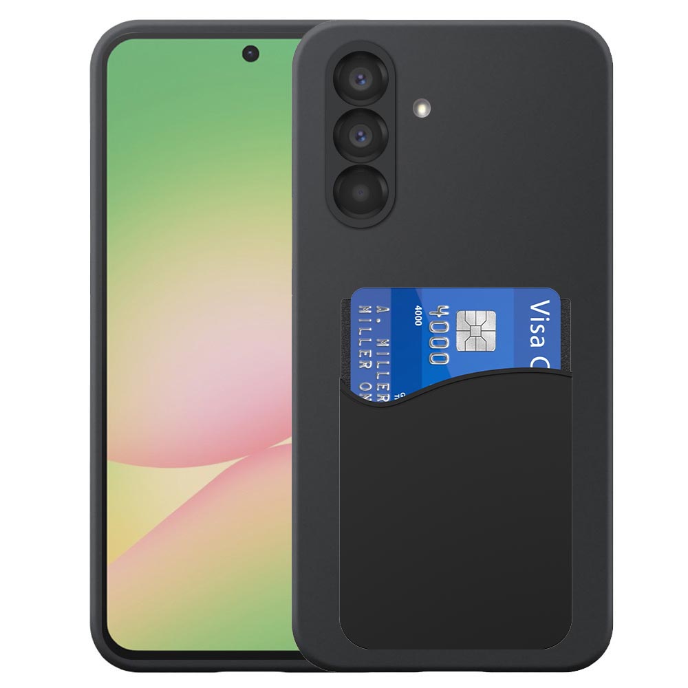 Samsung Galaxy A56 telefoonhoesje siliconen zwart_met pasjeshouder zwart siliconen