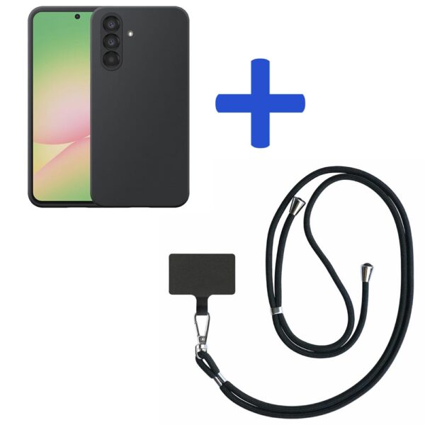 Samsung Galaxy A56 telefoonhoesje siliconen zwart_met zwart afneembaar koord (2)