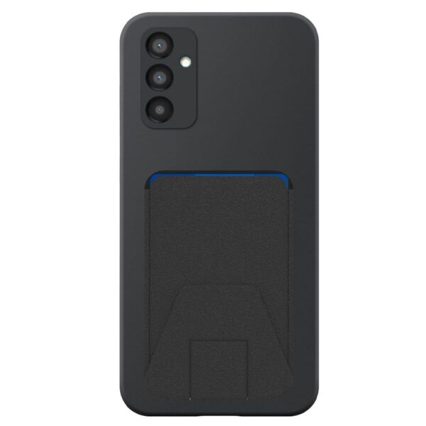 Samsung Galaxy M23 telefoonhoesje siliconen zwart (2)_met verstelbare leren pasjeshouder