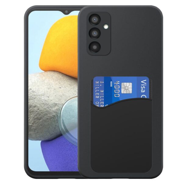 Samsung Galaxy M23 telefoonhoesje siliconen zwart_met pasjeshouder zwart siliconen