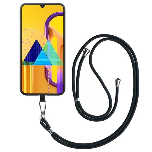 Samsung Galaxy M30S telefoonhoesje siliconen zwart (1)_met afneembaar koord