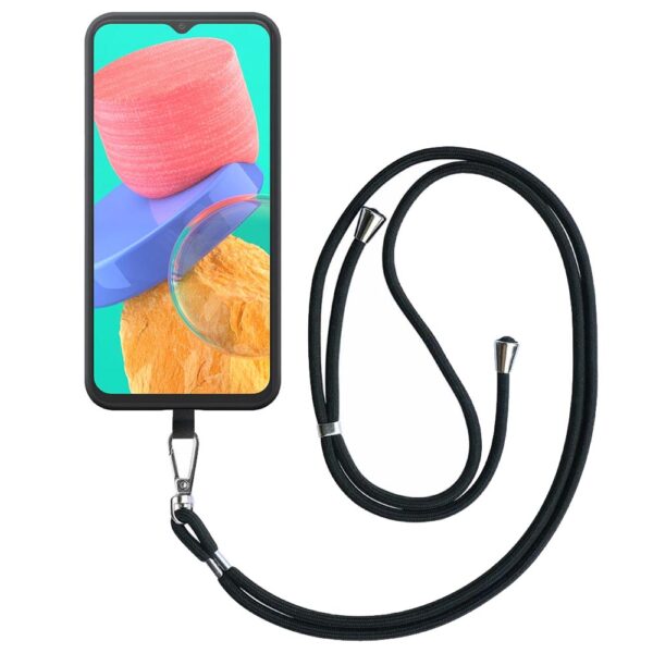 Samsung Galaxy M33 telefoonhoesje siliconen zwart (1)_met afneembaar koord