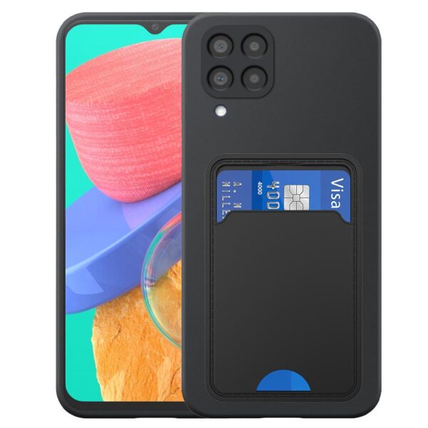 Samsung Galaxy M33 telefoonhoesje siliconen zwart_met pasjeshouder zwart TPU
