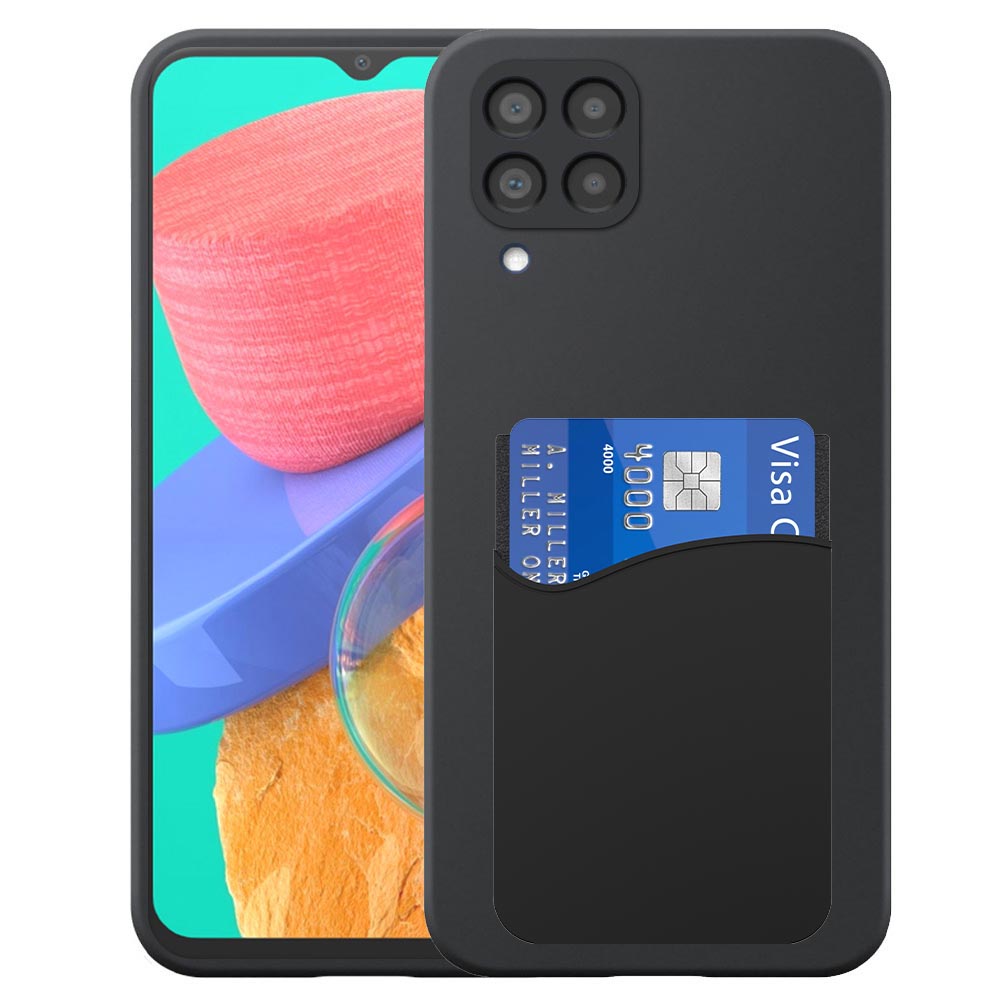 Samsung Galaxy M33 telefoonhoesje siliconen zwart_met pasjeshouder zwart siliconen