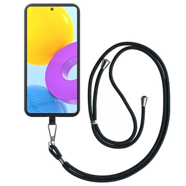 Samsung Galaxy M52 telefoonhoesje siliconen zwart (1)_met afneembaar koord