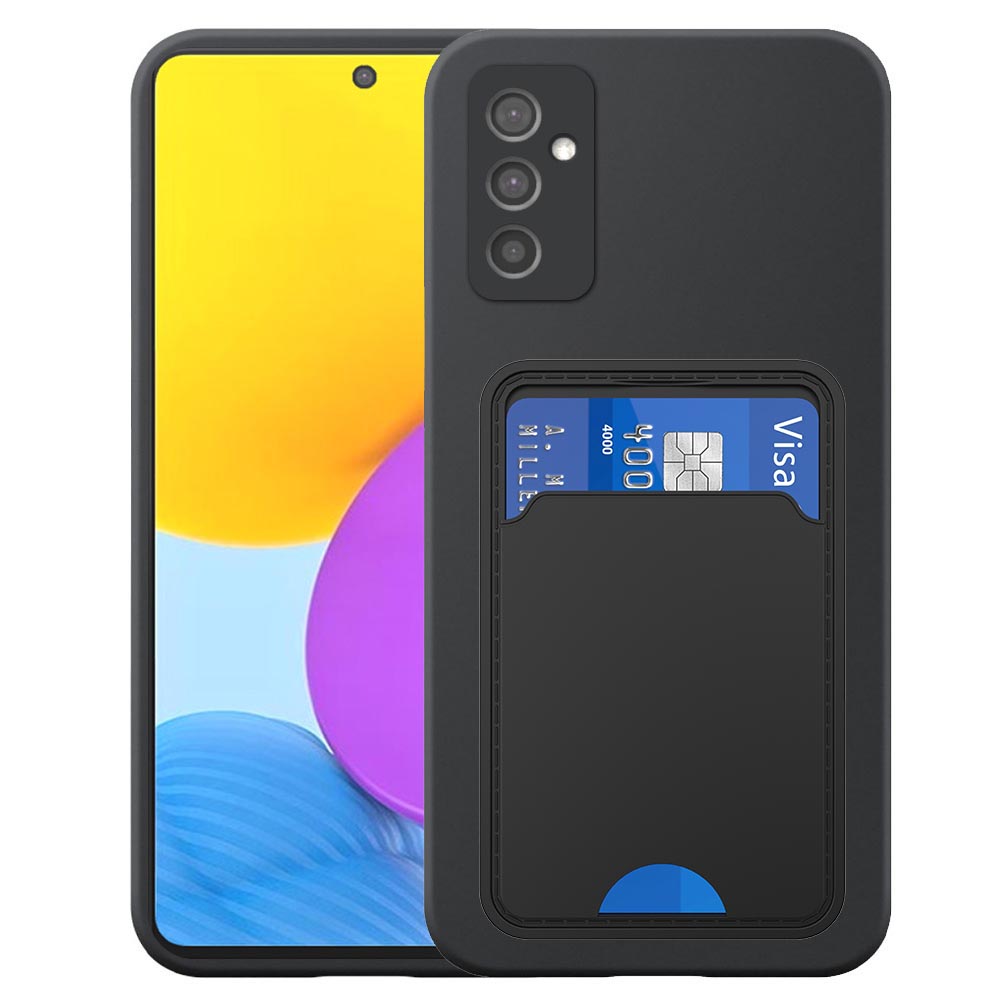 Samsung Galaxy M52 telefoonhoesje siliconen zwart_met pasjeshouder zwart TPU
