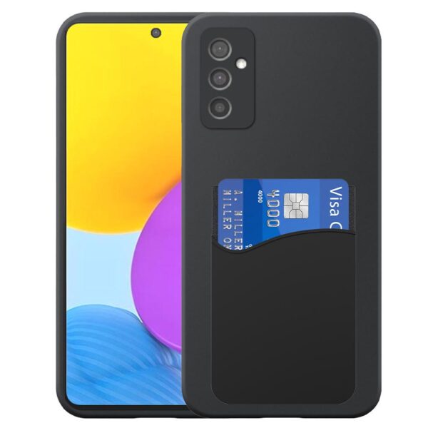 Samsung Galaxy M52 telefoonhoesje siliconen zwart_met pasjeshouder zwart siliconen