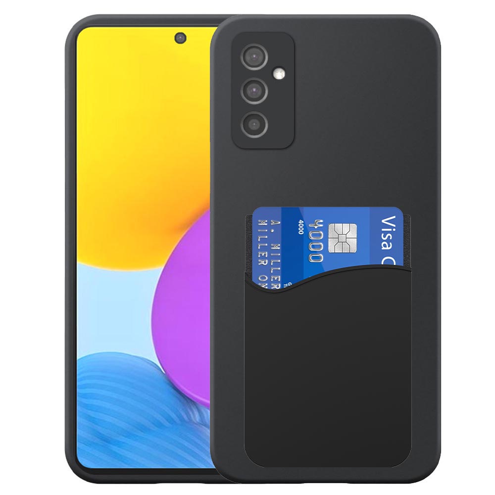 Samsung Galaxy M52 telefoonhoesje siliconen zwart_met pasjeshouder zwart siliconen