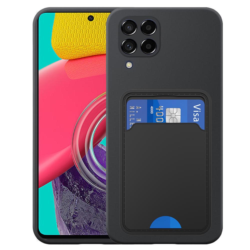 Samsung Galaxy M53 telefoonhoesje siliconen zwart_met pasjeshouder zwart TPU