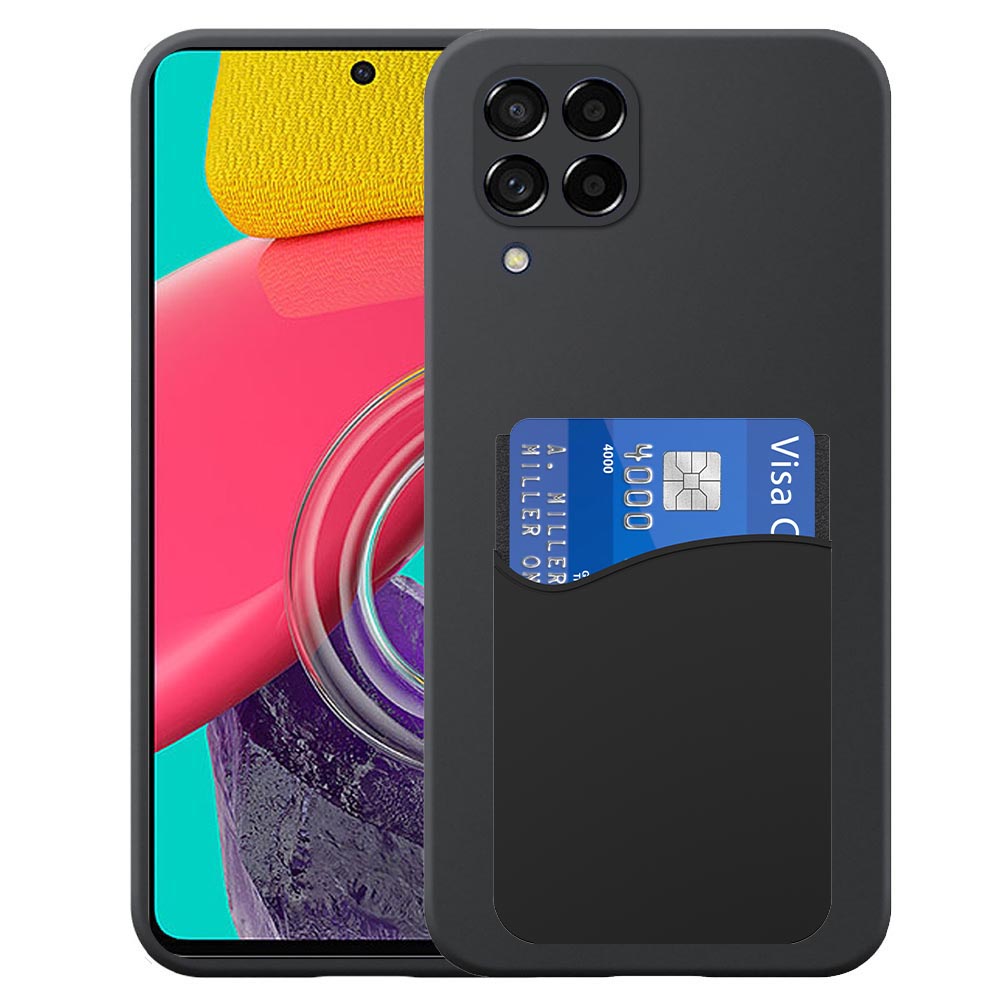 Samsung Galaxy M53 telefoonhoesje siliconen zwart_met pasjeshouder zwart siliconen