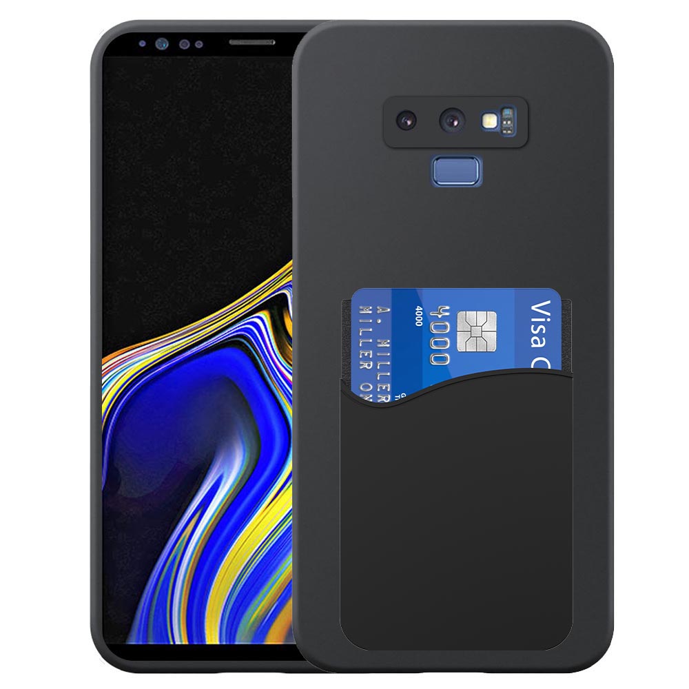 Samsung Galaxy NOTE 9 telefoonhoesje siliconen zwart_met pasjeshouder zwart siliconen