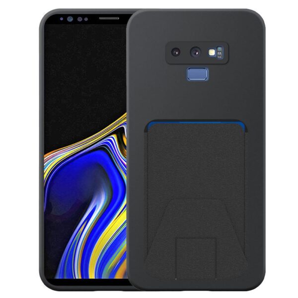 Samsung Galaxy NOTE 9 telefoonhoesje siliconen zwart_met verstelbare leren pasjeshouder