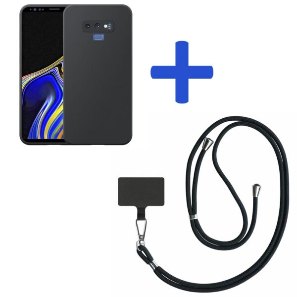 Samsung Galaxy NOTE 9 telefoonhoesje siliconen zwart_met zwart afneembaar koord (2)