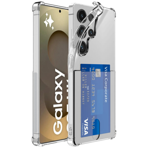 Samsung Galaxy S25 Ultra telefoonhoesje met pasjeshouder transparant (1)