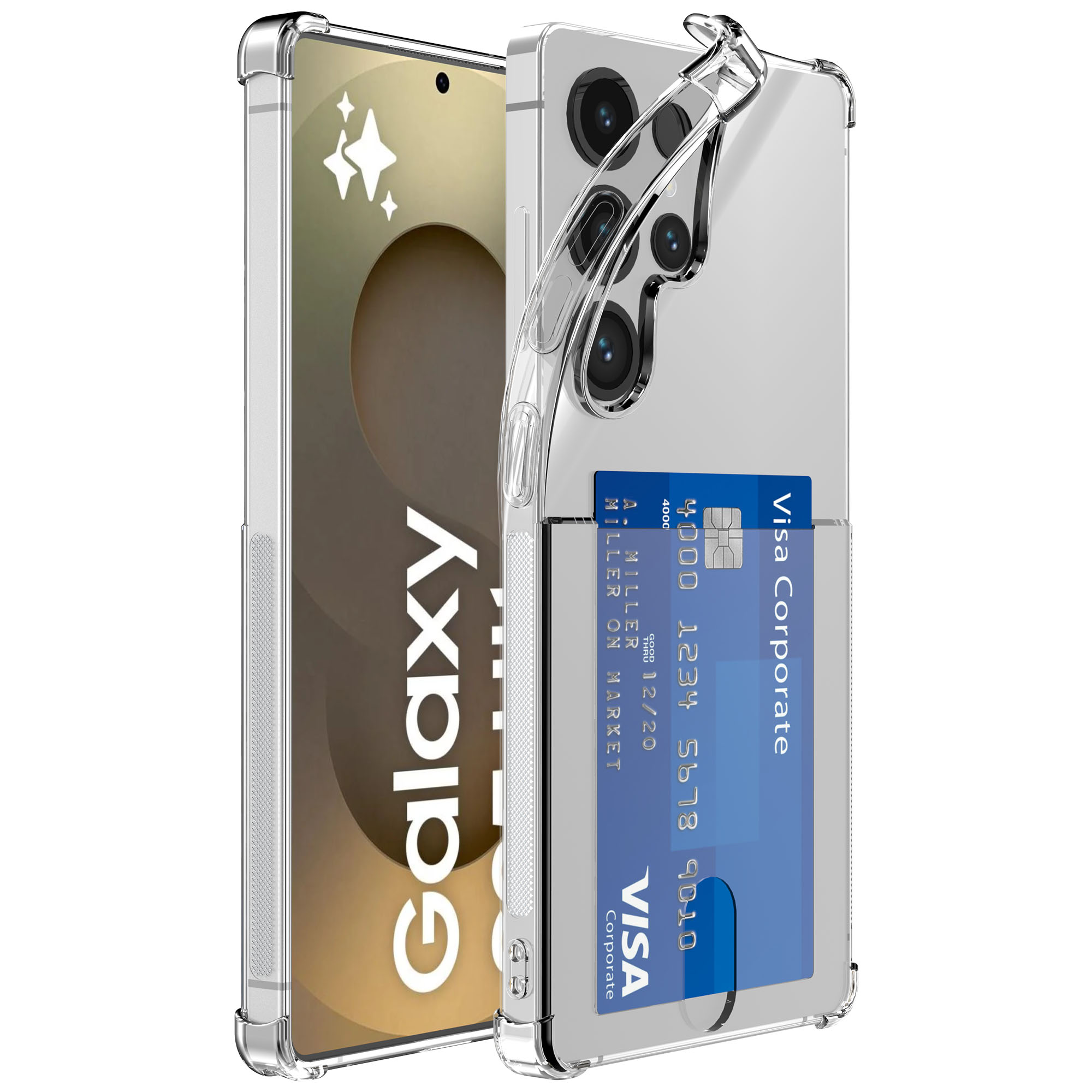 Samsung Galaxy S25 Ultra telefoonhoesje met pasjeshouder transparant (1)