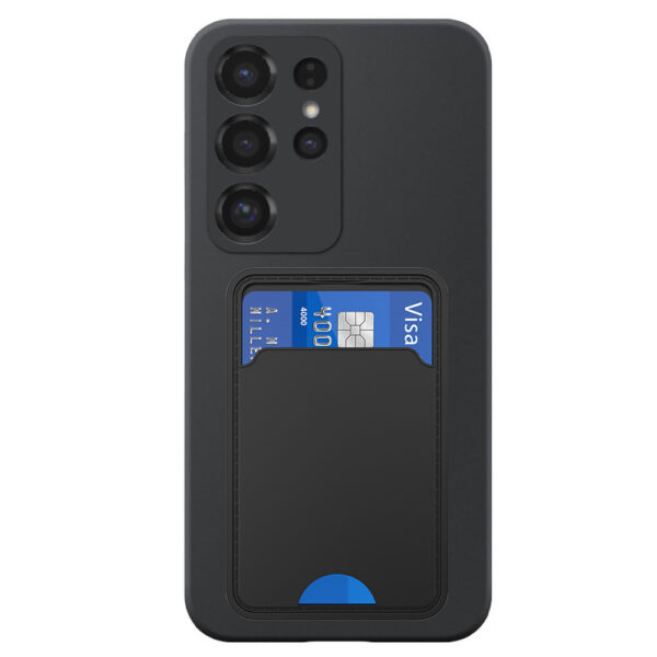 Samsung Galaxy S25 Ultra telefoonhoesje siliconen zwart (2)_met pasjeshouder zwart TPU (2)