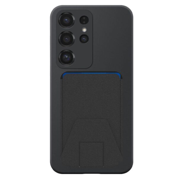 Samsung Galaxy S25 Ultra telefoonhoesje siliconen zwart (2)_met verstelbare leren pasjeshouder
