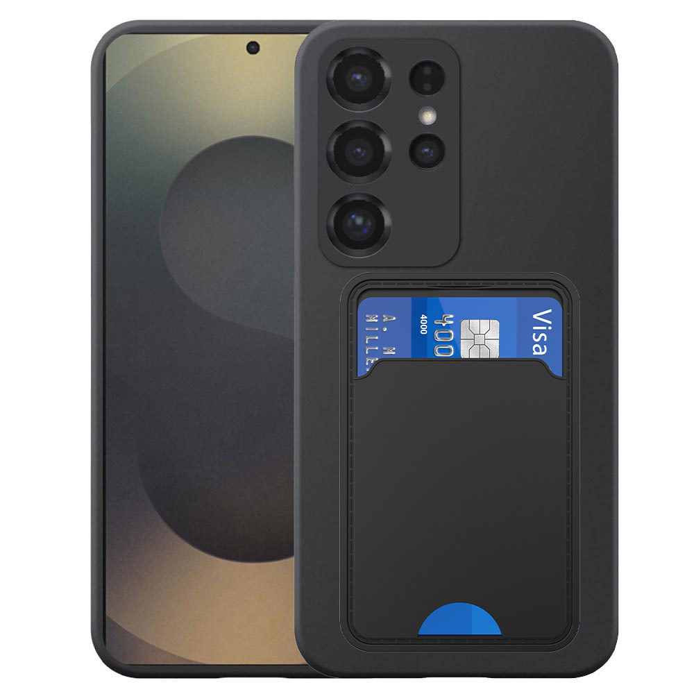 Samsung Galaxy S25 Plus telefoonhoesje siliconen zwart_met pasjeshouder zwart TPU