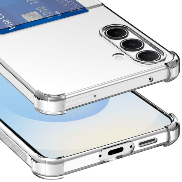 Samsung Galaxy S25 telefoonhoesje met pasjeshouder en stootrand transparant (6)