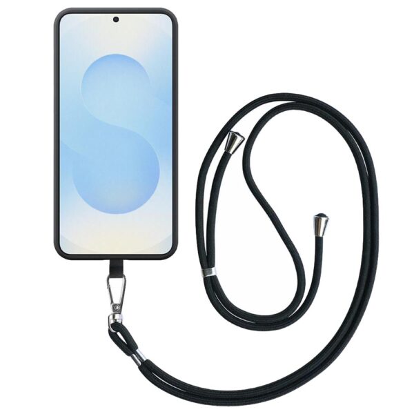 Samsung Galaxy S25 telefoonhoesje siliconen zwart (1)_met afneembaar koord