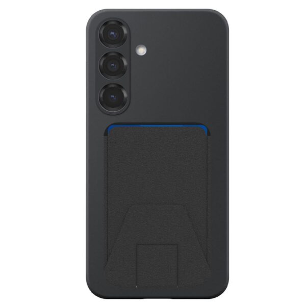 Samsung Galaxy S25 telefoonhoesje siliconen zwart (2)_met verstelbare leren pasjeshouder
