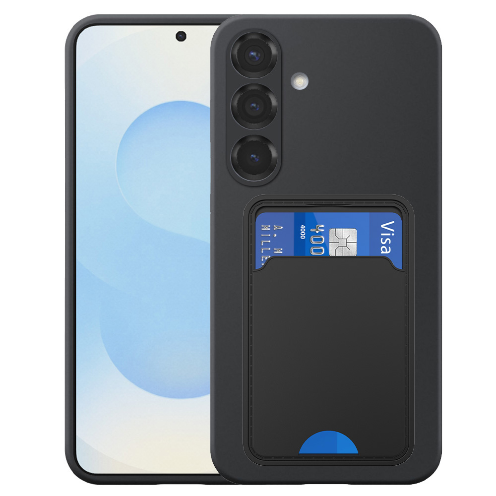 Samsung Galaxy S25 telefoonhoesje siliconen zwart_met pasjeshouder zwart TPU