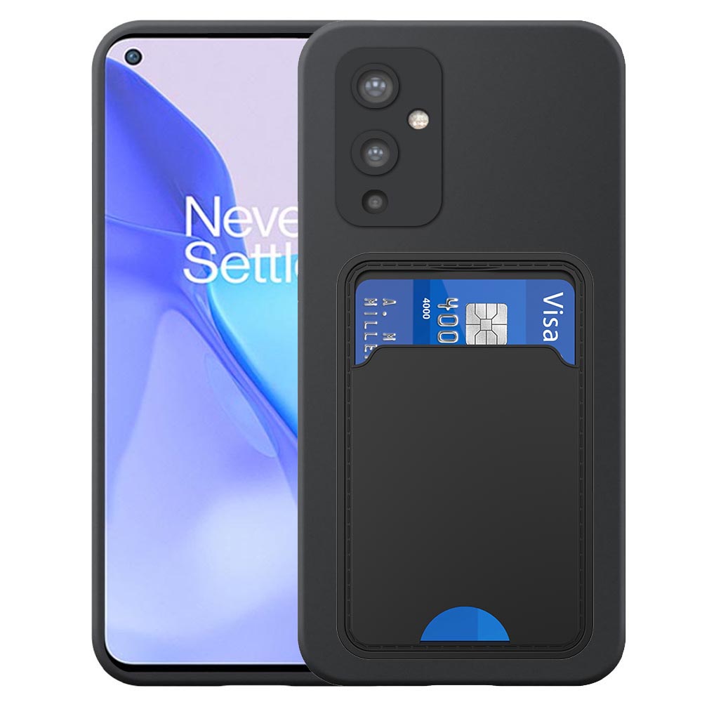 OnePlus 9 telefoonhoesje siliconen zwart_met pasjeshouder zwart TPU