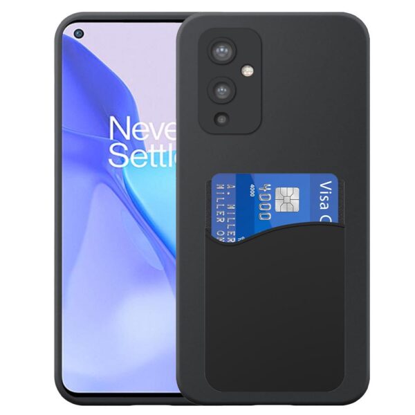 OnePlus 9 telefoonhoesje siliconen zwart_met pasjeshouder zwart siliconen