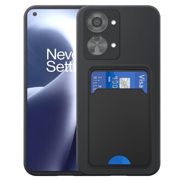 OnePlus NORD 2T telefoonhoesje siliconen zwart_met pasjeshouder zwart TPU