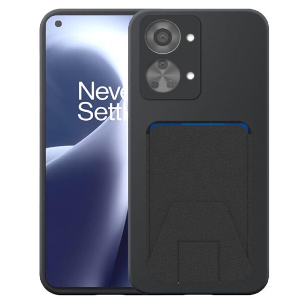 OnePlus NORD 2T telefoonhoesje siliconen zwart_met verstelbare leren pasjeshouder