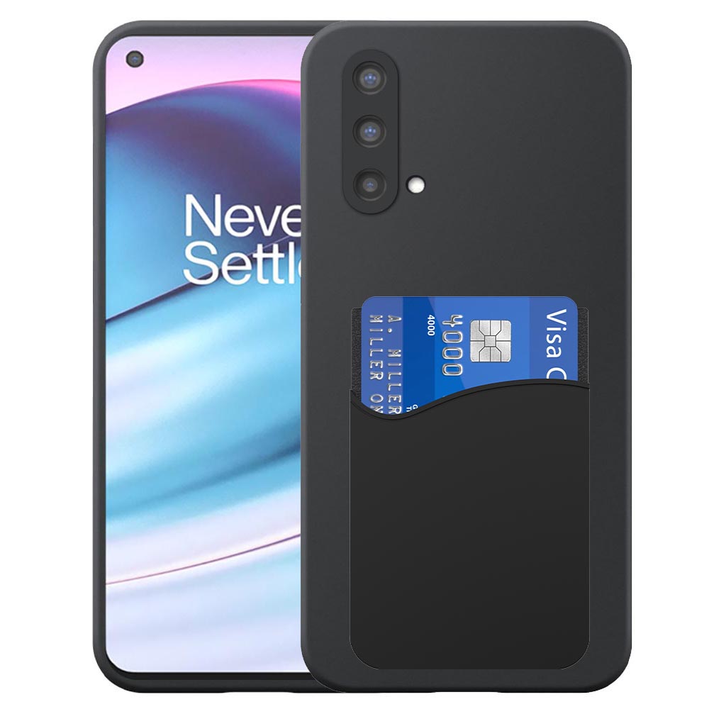 OnePlus NORD CE telefoonhoesje siliconen zwart_met pasjeshouder zwart siliconen