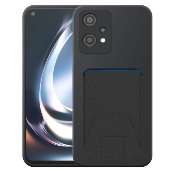 OnePlus NORD CE2 LITE telefoonhoesje siliconen zwart_met verstelbare leren pasjeshouder