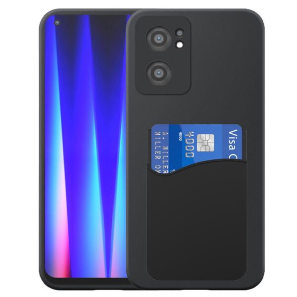 OnePlus NORD CE2 telefoonhoesje siliconen zwart_met pasjeshouder zwart siliconen