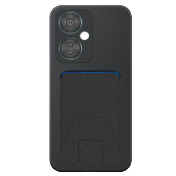 OnePlus NORD CE3 telefoonhoesje siliconen zwart (2)_met verstelbare leren pasjeshouder