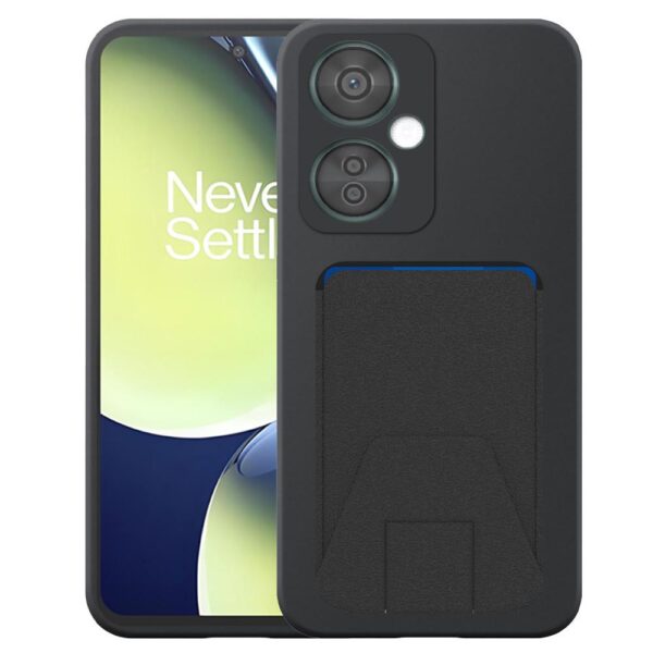 OnePlus NORD CE3 telefoonhoesje siliconen zwart_met verstelbare leren pasjeshouder