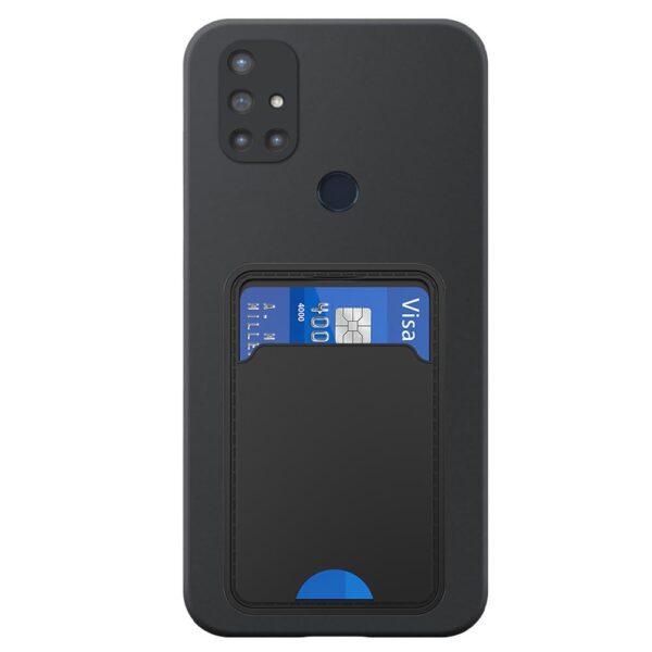 OnePlus NORD N10 telefoonhoesje siliconen zwart (2)_met pasjeshouder zwart TPU (2)