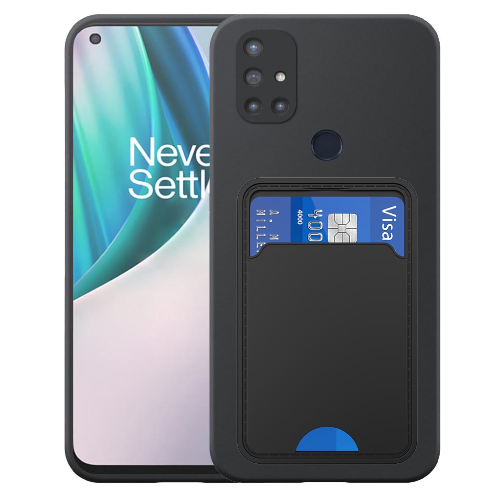 OnePlus NORD N10 telefoonhoesje siliconen zwart_met pasjeshouder zwart TPU