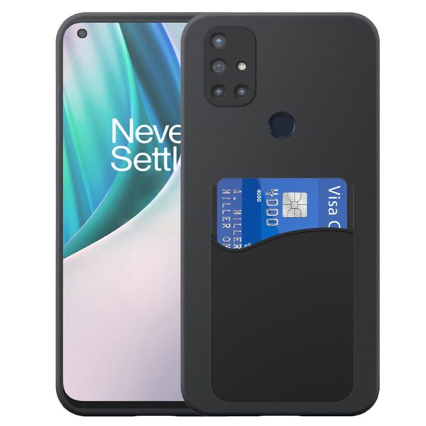 OnePlus NORD N10 telefoonhoesje siliconen zwart_met pasjeshouder zwart siliconen
