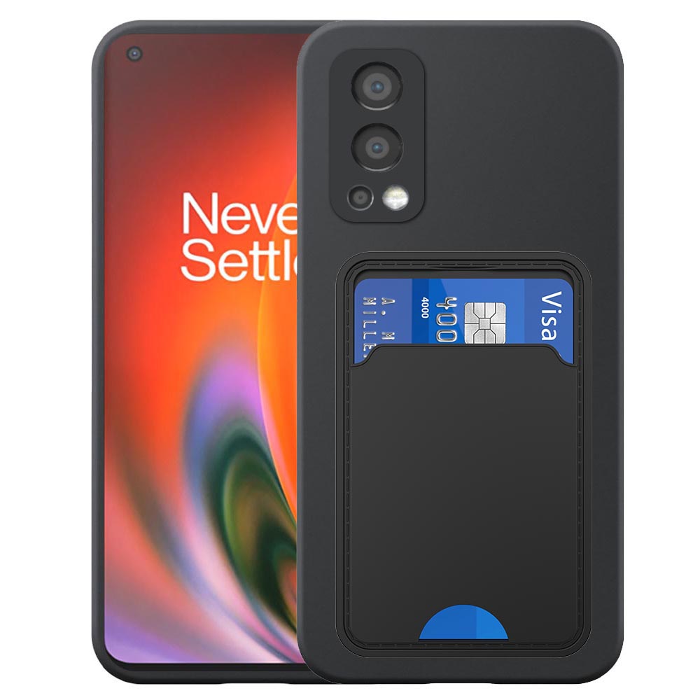 OnePlus Nord 2_telefoonhoesje siliconen zwart_met pasjeshouder zwart TPU