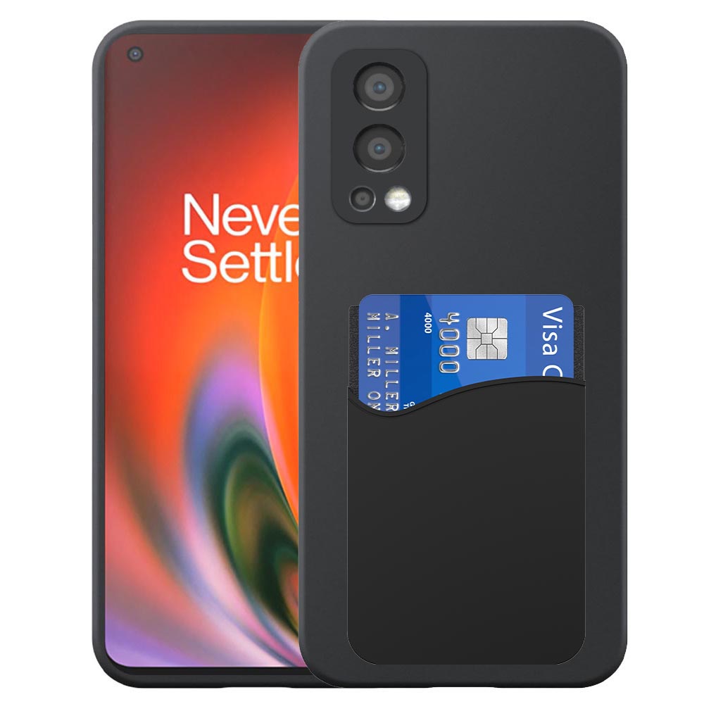 OnePlus Nord 2_telefoonhoesje siliconen zwart_met pasjeshouder zwart siliconen
