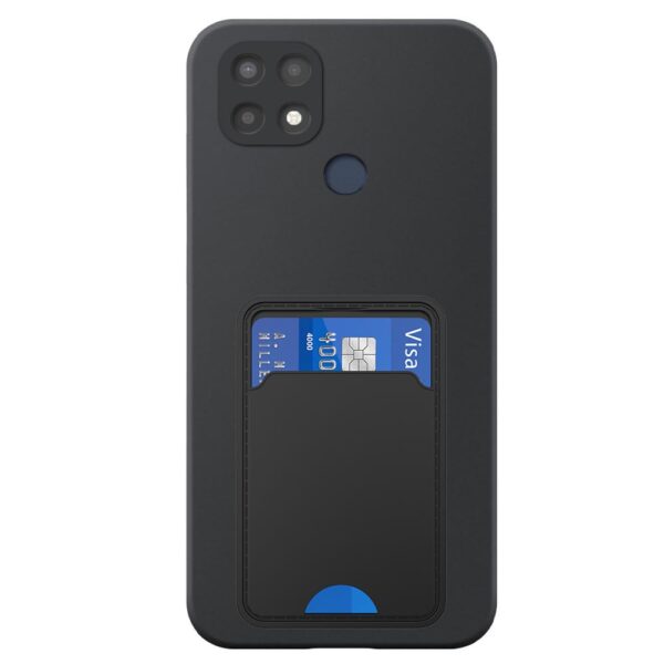 Oppo A15 telefoonhoesje siliconen zwart (2)_met TPU pasjeshouder (2)