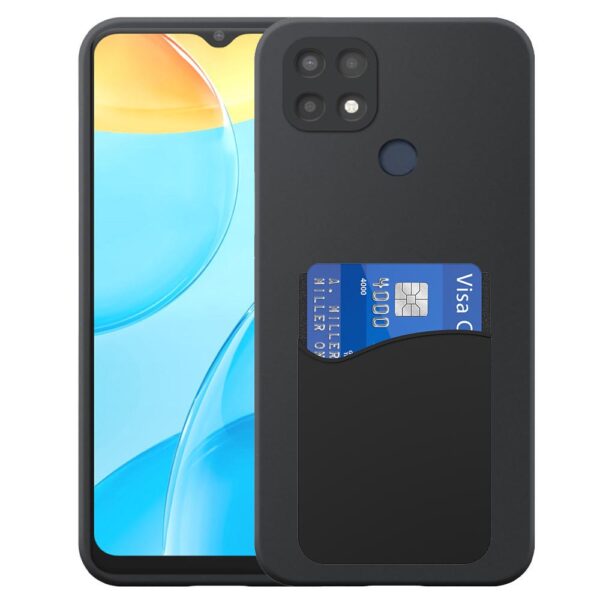 Oppo A15 telefoonhoesje siliconen zwart_met siliconen pasjeshouder