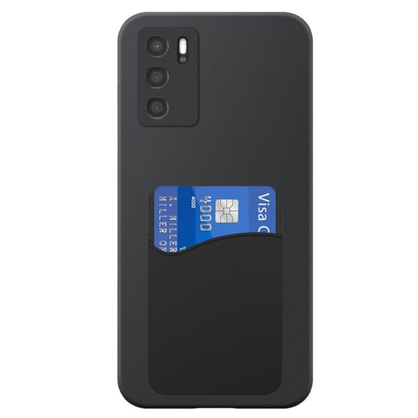 Oppo A16 telefoonhoesje siliconen zwart (2)_met siliconen pasjeshouder (2)