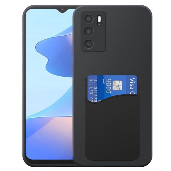Oppo A16 telefoonhoesje siliconen zwart_met siliconen pasjeshouder