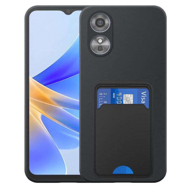 Oppo A17 telefoonhoesje siliconen zwart_met TPU pasjeshouder