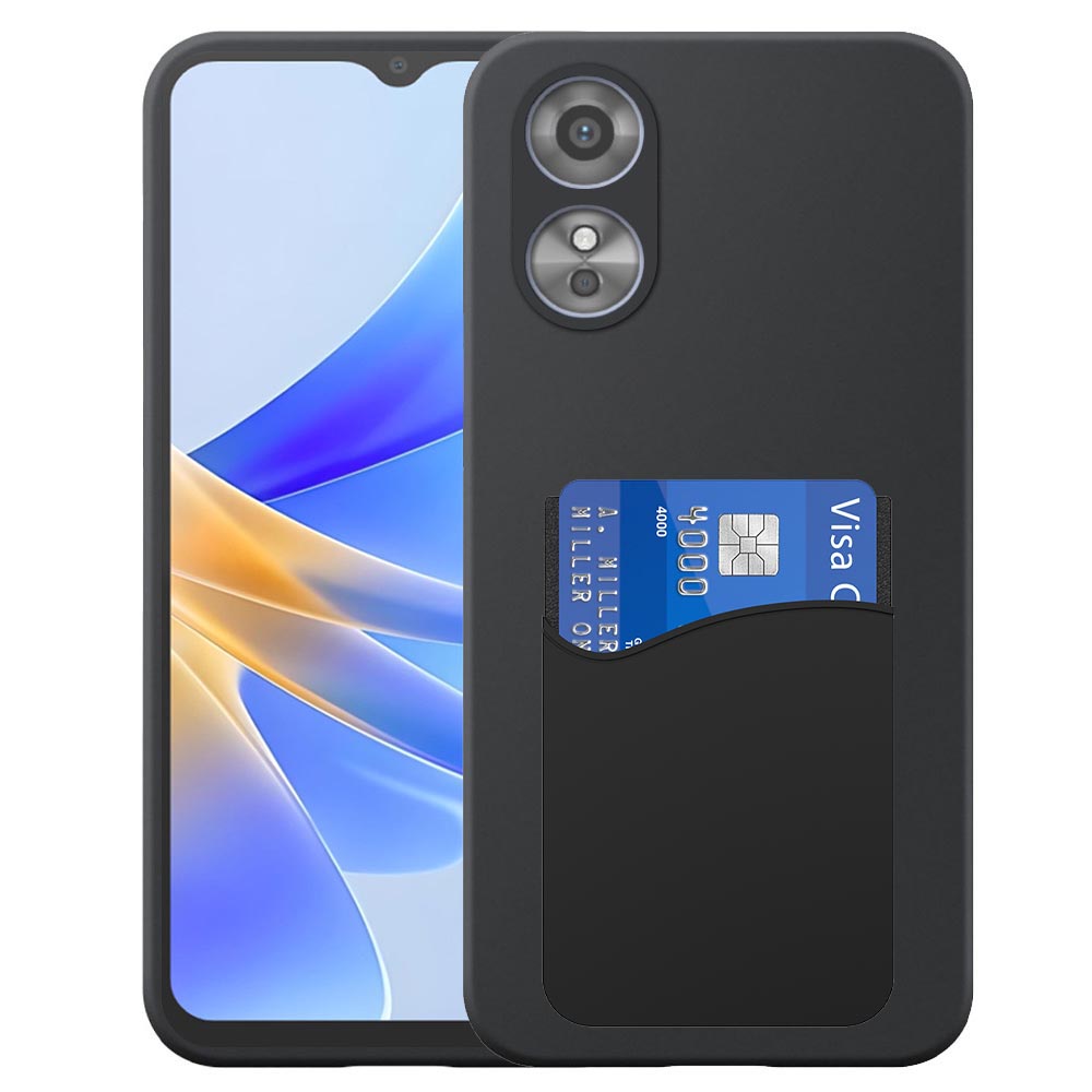 Oppo A17 telefoonhoesje siliconen zwart_met siliconen pasjeshouder