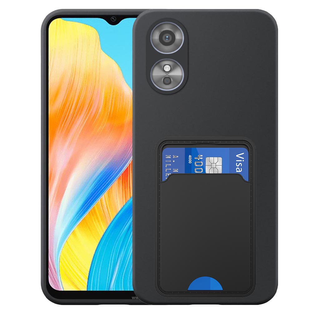 Oppo A18 -A38 telefoonhoesje siliconen zwart_met TPU pasjeshouder