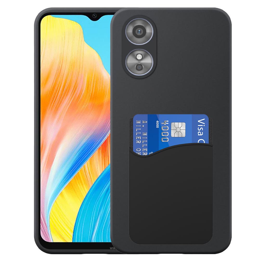 Oppo A18 -A38 telefoonhoesje siliconen zwart_met siliconen pasjeshouder