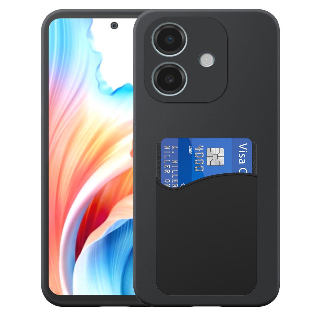 Oppo A2-A79 telefoonhoesje siliconen zwart_met siliconen pasjeshouder